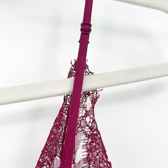 Victorias Secret VS Womens Coquette Lace Slip Babydoll Dress Chemise Size S Wine - Picture 7 of 10